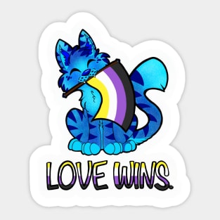 Love Wins Cat (Nonbinary Flag) Sticker